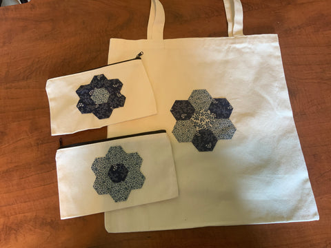 Quilted Hexagon Floral Tote Bag